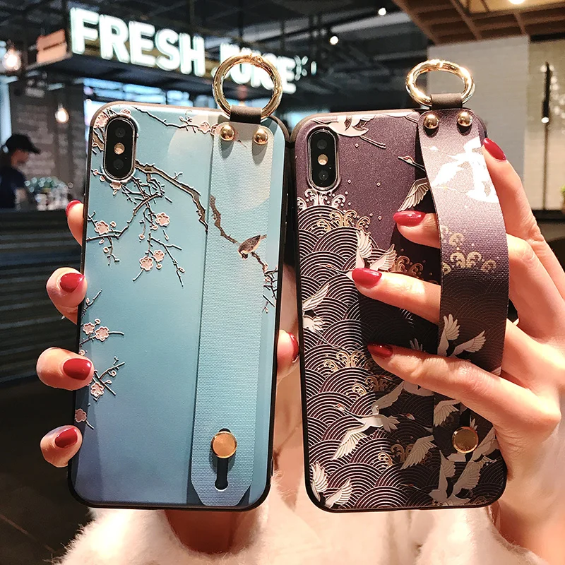 SoCouple ремешок на запястье чехол для телефона для iphone X Xs max XR 11 Pro Max чехол для iphone 7 8 6 6s plus Мягкий держатель TPU чехол-подставка