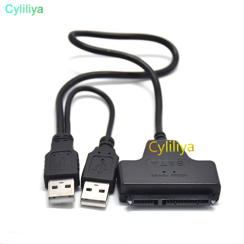 Doppelter USB auf SATA 7+15 Pin Konverter Adapter Kabel für 2.5" HDD USB 2.0 DHL 