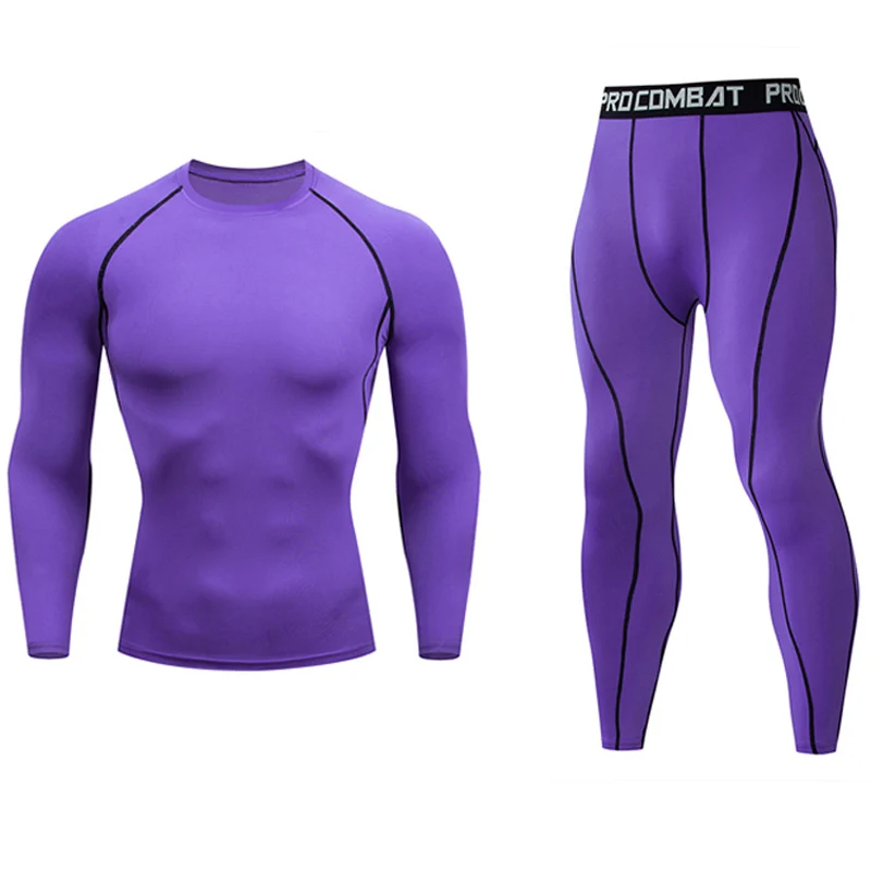 

Men MMA Boxing Compression Pants rashguard Male Fitness Long Sleeves Base Layer Tight crossfit T- Shirts Leggings Union suit