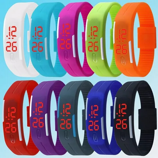 Мужские часы ярких цветов, резиновый светодиодный браслет для детей, цифровые спортивные наручные часы для студентов