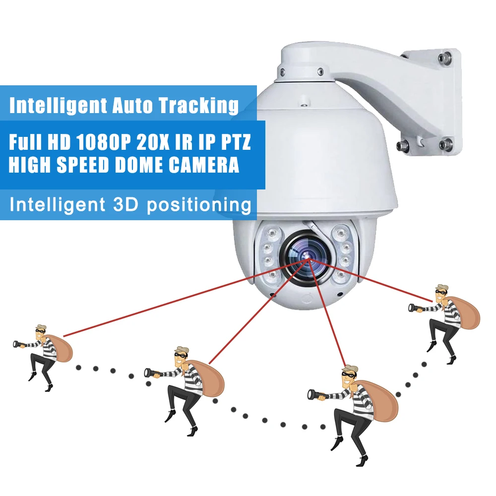 Full HD 1080P IP PTZ 2.0MP 20x оптический зум Автоматическое отслеживание IP66 уличный