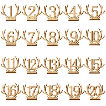

1-20 Seat Card Wooden Wedding Party Supplies Deer hollow number seat Place Holder Table Number