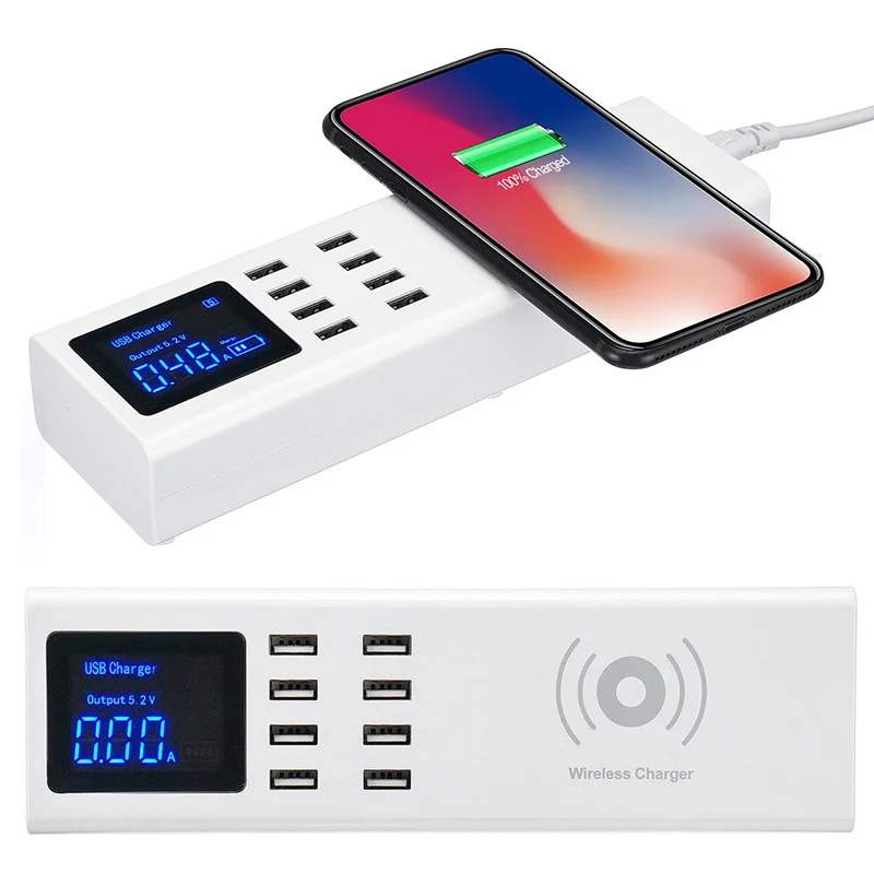Qi Беспроводное зарядное устройство универсальное 8 портовое USB быстрое станция