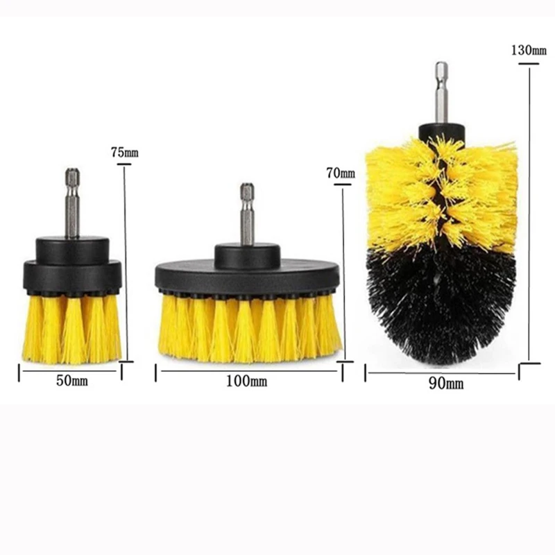 3 pieces Brush Drill Brush Clean for Bathroom Surfaces Tub Shower Tile Grout Cordless Power Scrub Cleaning Kit (3)