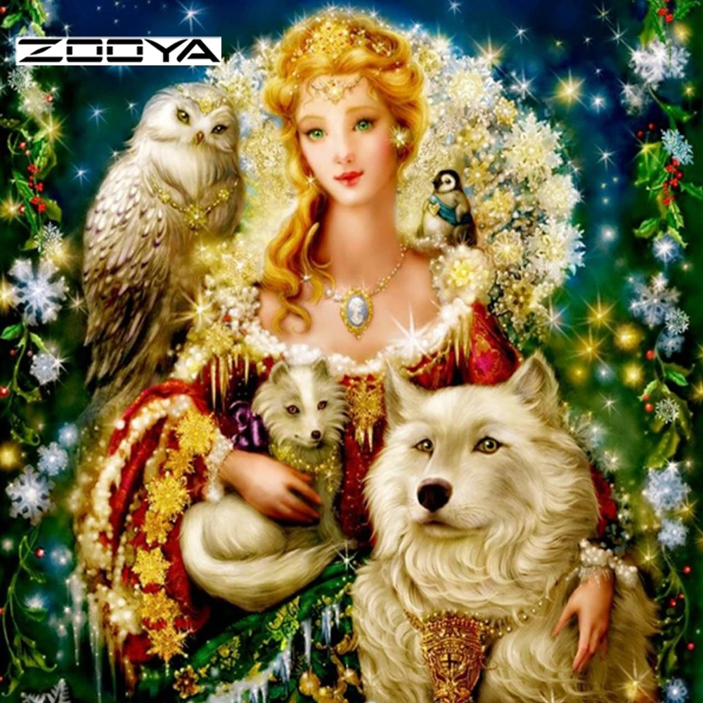 

ZOOYA 5D Needlework DIY Diamond Painting Cross Stitch Diamond Embroidery Christmas Gifts Princess And Small Animals RF429
