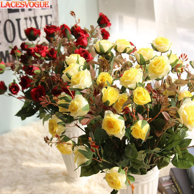 

Artificial Flowers Rose garden decoration fake flower home furnishings wedding bouquet 1PCS