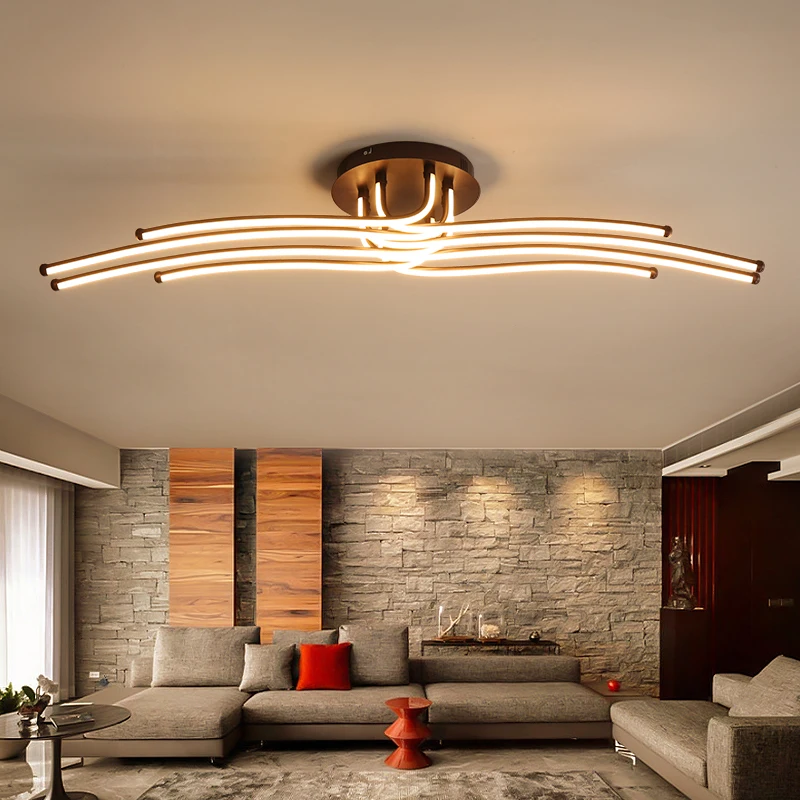 

Modern LED chandelier creative Coffee color simple lamp living room bedroom aisle home lighting aluminum chandelier Fixtures