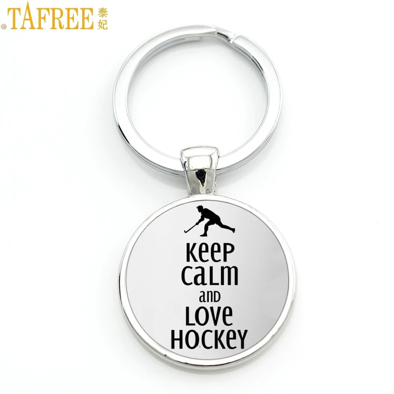 Бренд TAFREE Keep Calm and Love Hocky брелок Повседневный Спортивный хоккейный брелок кольцо для ключей для мужчин и женщин модный брелок ювелирные изделия SP481 - Цвет: SP481