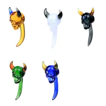 Для курения Dogo мода стекло Dabber инструмент стекло изогнутый демон череп Dabber с 5 цветов белый/черный/зеленый/синий/Янтарный Желтый