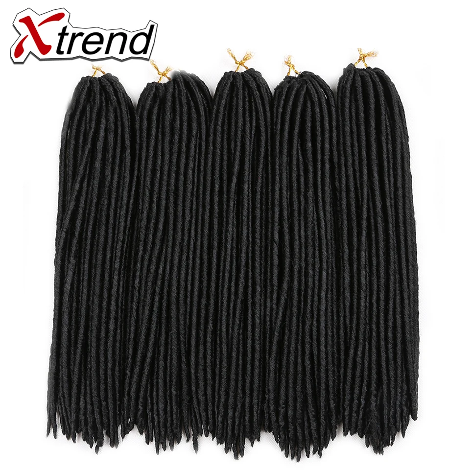 Xtrend 18 дюймов 24 корни синтетический искусственный Locs вязаный крючком кос волос для женщин черный бордовый высокое температура волокно