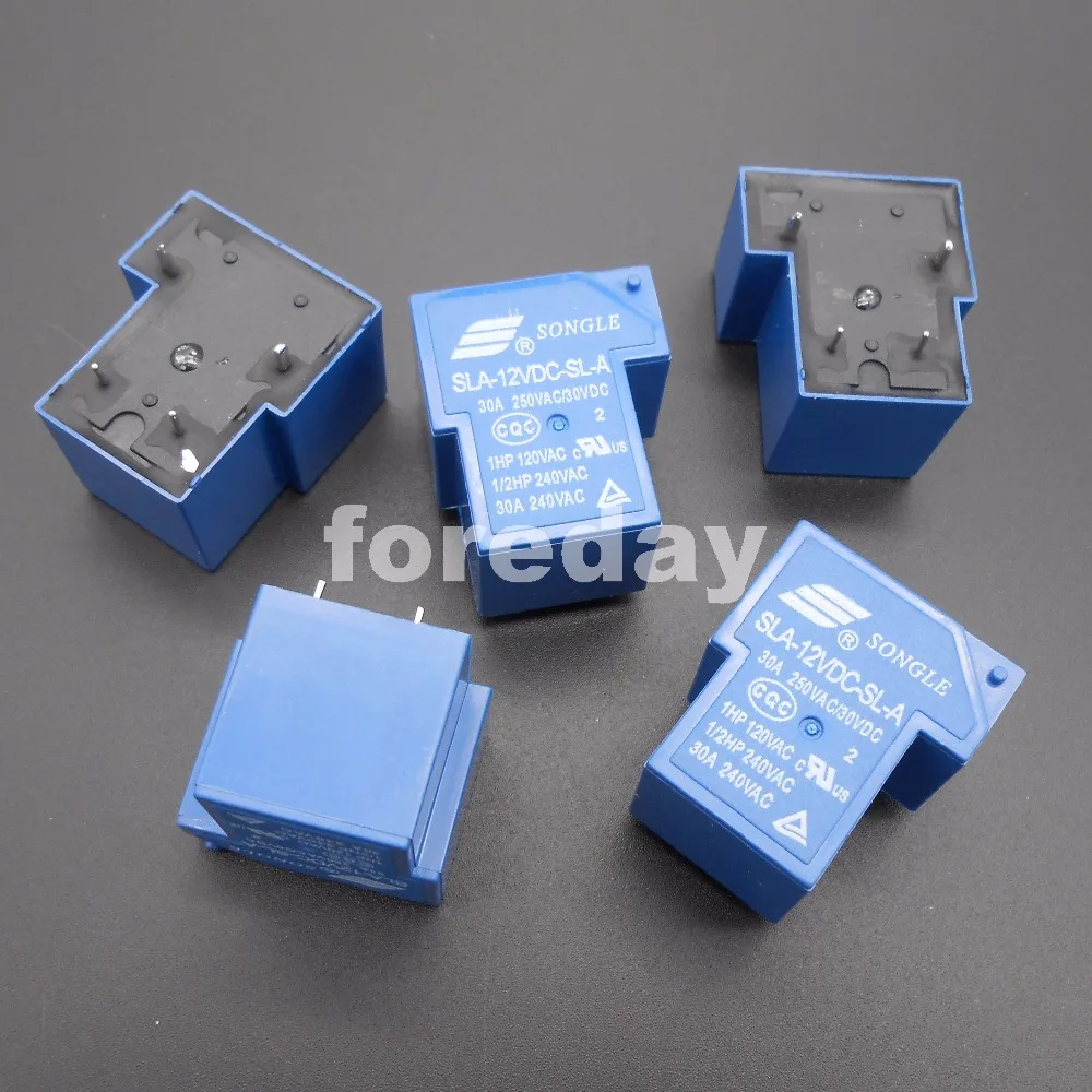 HQ 5 шт. синий SLA-12VDC-SL-A 4 контакта SONGLE R реле питания 12 В DC SPST SLA оригинальный 30A
