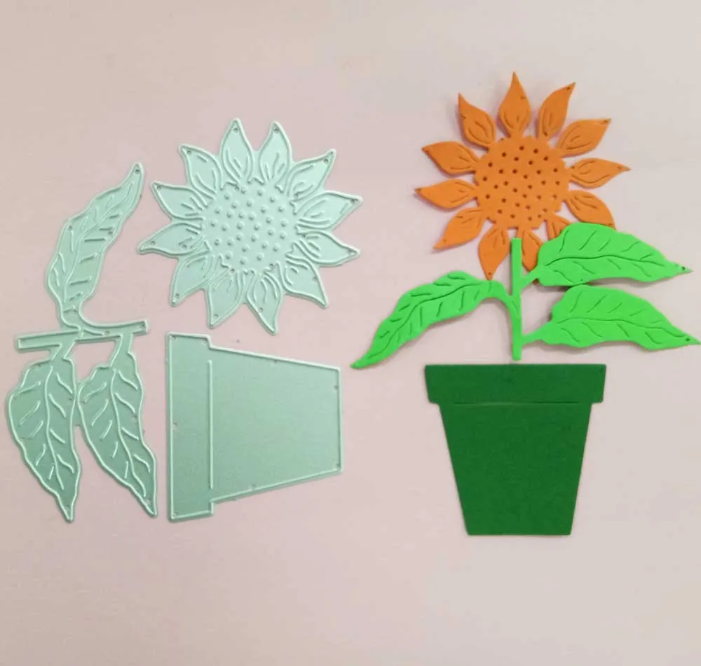 

Potted Sunflower Frame Metal Cutting Dies DIY Etched Dies Craft dies Paper Cards Making Scrapbooking Embossing Die Cuts 2019 New