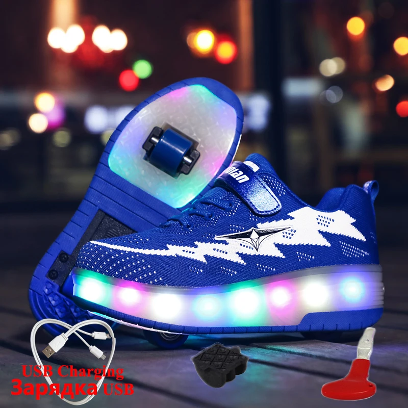 

Luminous Sneaker with Wheels Glowing Sneakers with illumination Rechargeable USB roller glowing sneakers with charging switch
