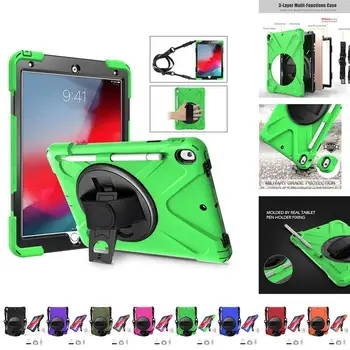 

For IPad Air 10.5Inch Case Heavy Duty Hybrid Shock Proof Rotating Hand Strap tablet holder desk Foldable watch movie Q70