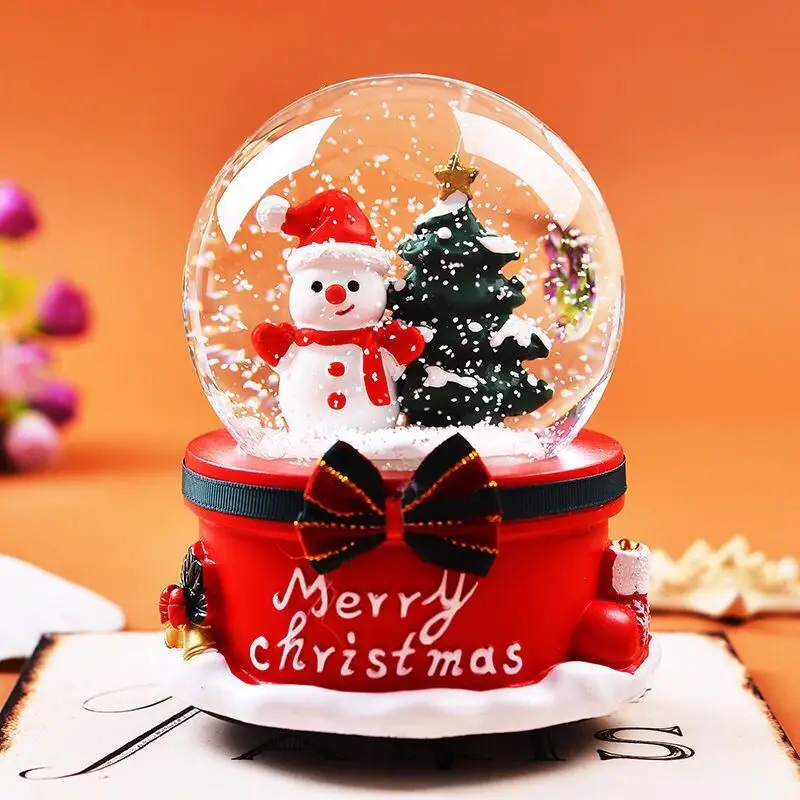 Рождество Снежный шар музыкальная шкатулка Санта Снеговик хрустальный шар с светильник для дома спальни DIY украшения Рождество год подарки на день рождения - Цвет: Snowman
