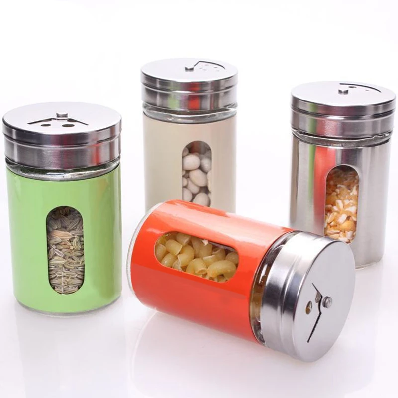 Lloopyting Clearance Dish Set Spice Rack 304 Stainless Steel Seasoning Pot Suit Kitchen Visual Seasoning Box Bridge Type Seasoning Box Sugar Jar Seasoning Bottle Combination Kitchen Gadgets
