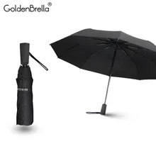 Креативный большой зонт от дождя с многоугольной ручкой для женщин, полностью автоматический 3 складной сильный Ветрозащитный деловой зонт, мужской уличный зонт