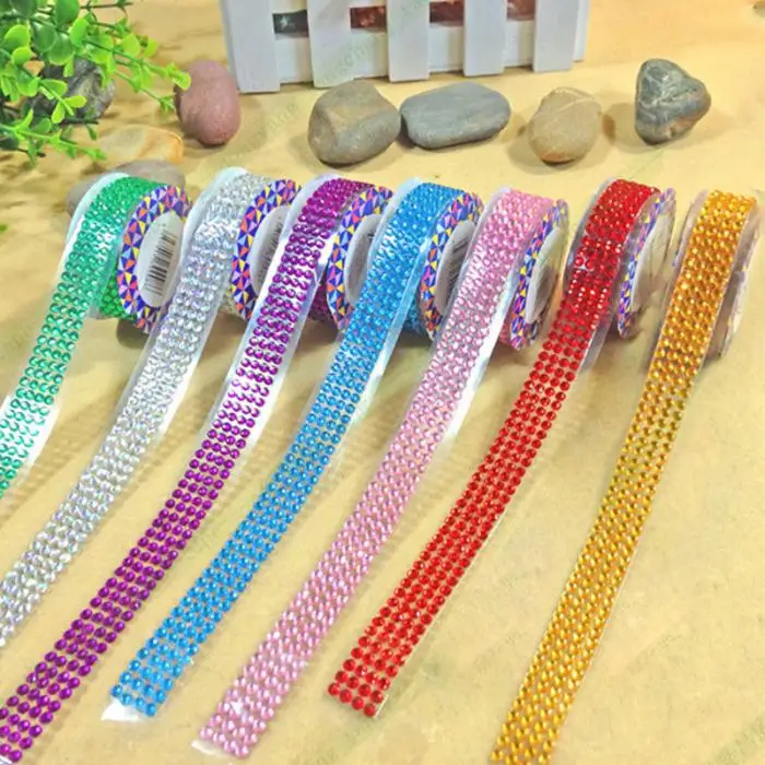 Fashion Lovely High Quality Self-Adhesive Acrylic Rhinestones Stick On Scrap Booking Craft Sticker Tape 669