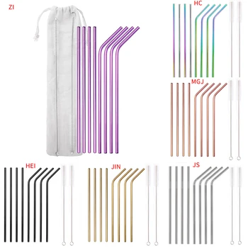 

Metal Straws Set of 8 Stainless Steel Drinking Straw For Tumblers Reusable