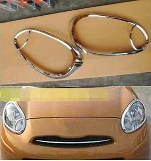 

For Nissan March Micra 2011 ABS Chrome Front Head Light Lamp Cover Trims Headlight Shade Cover Auto Accessories 2Pcs Car Styling