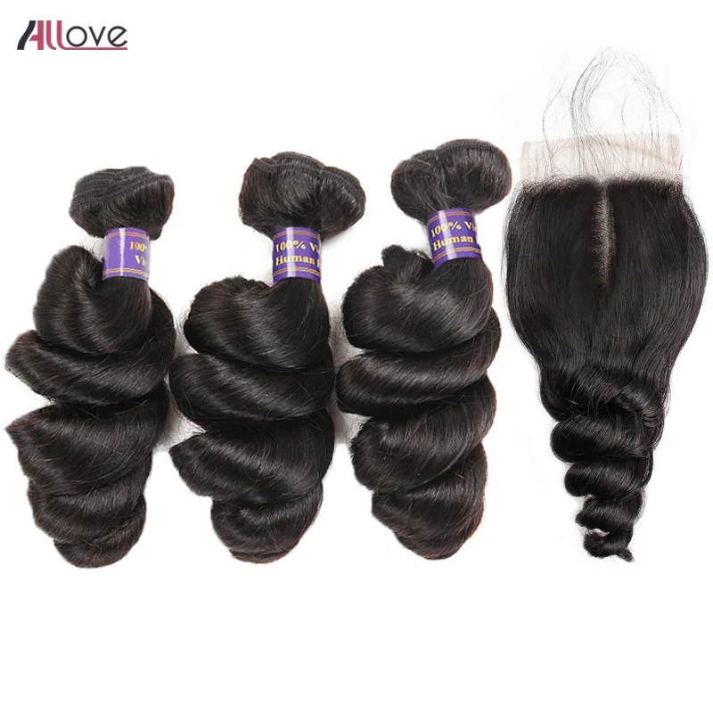 

Allove Malaysian Hair Bundles With Closure 3 Bundles Loose Wave Bundles With Closure Remy Human Hair Lace Closure With Baby Hair