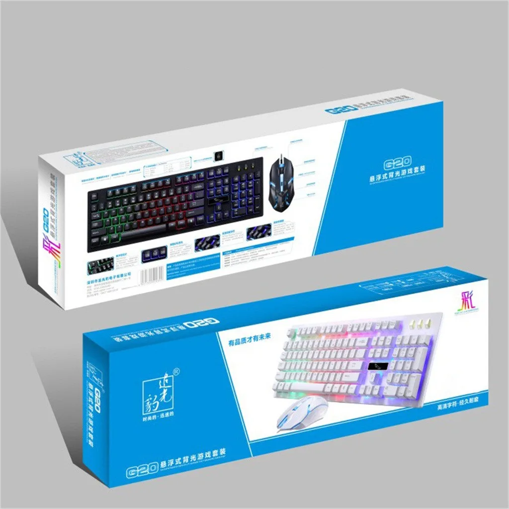 VOBERRY Проводная USB клавиатура RGB с подсветкой Подсветка светодиодный Радуга 104