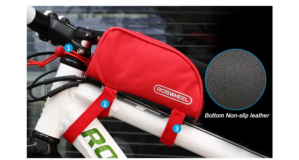 Top Roswheel 600D Polyester PVC Outdoor MTB Road Bike Cycling Bicycle Frame Pannier Front UPPER Tube Package Bike Beam Saddle Bag 5