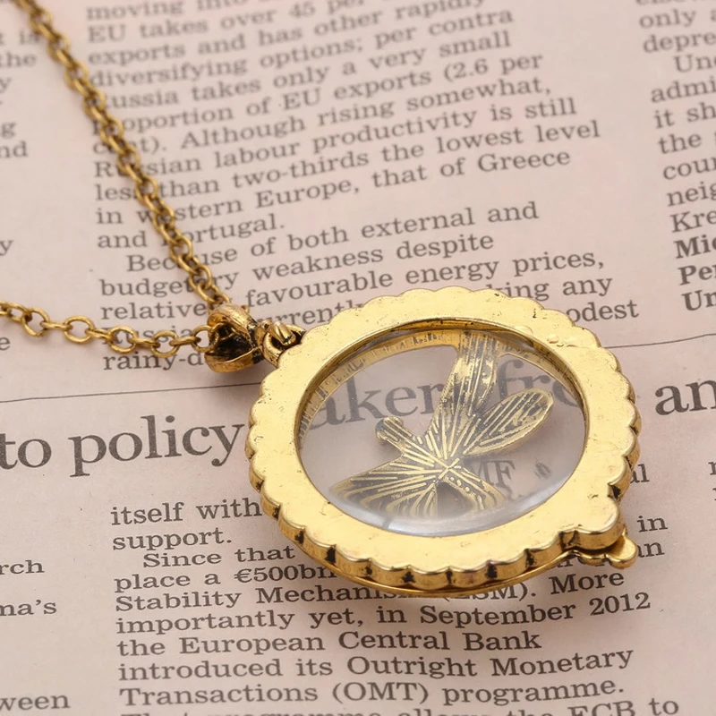 Retro Antique Statement Necklace Shellhard Crystal Cat Magnifying Glass Pendant Long Chain Necklace Fashion Jewelry For Women
