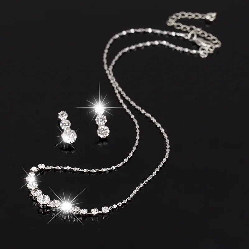 New Arrival 2016 Fashion Austria Crystal Earrings Necklaces Bridal Jewelry Sets gift Dress Wedding Accessories Jewellery N190