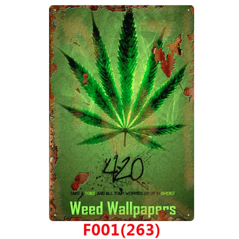 1pc Weed Retro Metal Tin Signs Poster California Vintage Tinplate Poster Bar Cafe Wall Decoration Poster 20*30cm - Цвет: Бургундия