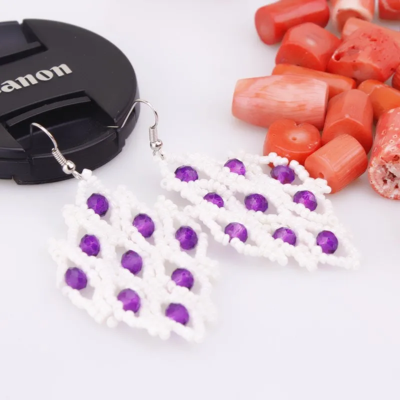 

4UJewelry 100% Big Handmade Earrings White & Purple Costume Jewellery Earrings Square 2019 Custom Color African Earrings Women
