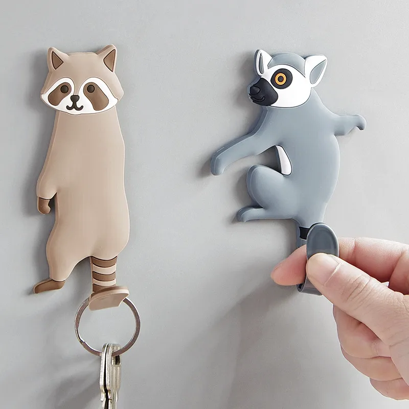 

Creative Cartoon Cat Hook Reusable Wall Hook Bathroom Kitchen Washable Strong Sticky Hook Door Key Bag Cute Coat Storage Hook