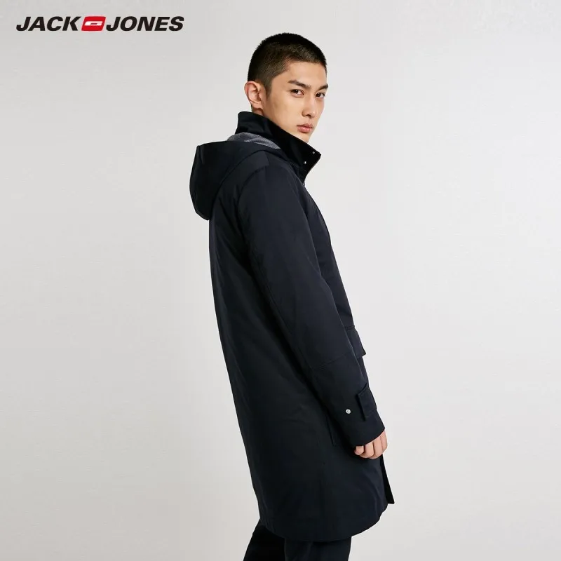 JackJones Мужская парка с капюшоном пальто ветровка длинная куртка Тренч пальто мужская одежда 218309524