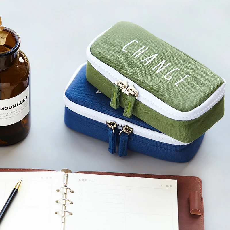 

Stationery Korean Creative Pupil Pencil Bag Men's And Women's Canvas Large Capacity Zipper Stationery Bag Pencil Bag