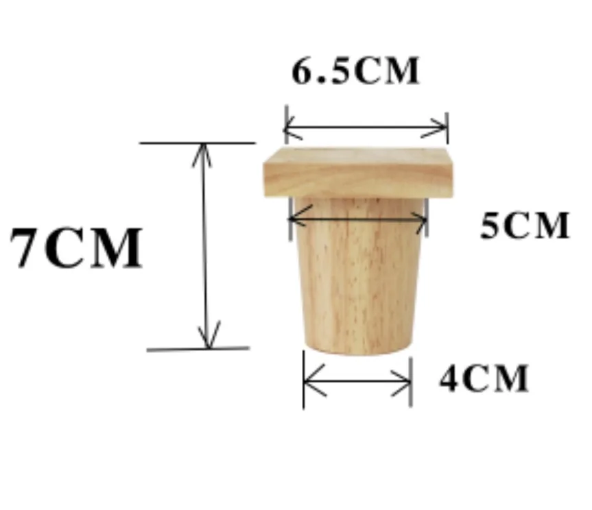 4Pieces/Lot H:7CM  Diameter:4-6.5cm   Solid Rubber Wood Sofa Cupboard Legs Feet  Wooden Leg Support Foot Furniture Parts