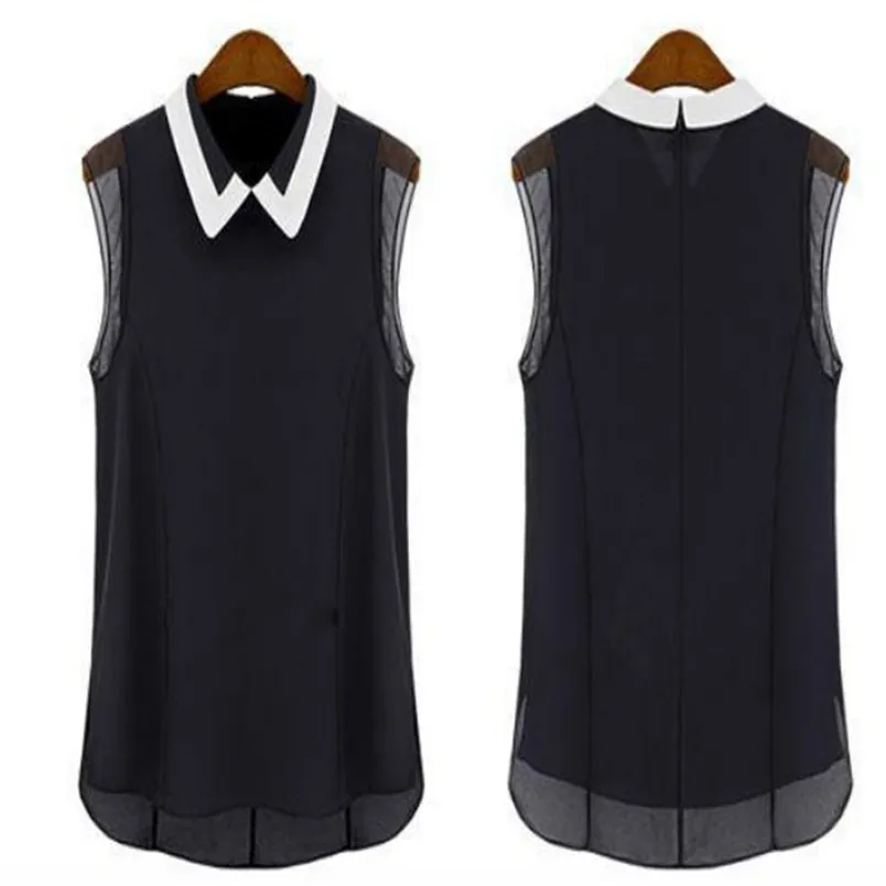 Fashion New  Women Summer Loose Casual Chiffon Sleeveless Vest Blouse Shirt Tops Women Sleeveless shirts and blouses Y14R4 (2)