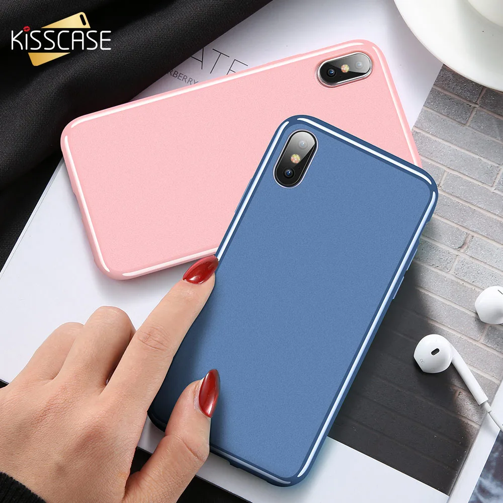 Мягкий ТПУ чехол KISSCASE для iPhone 7 8 Plus X XS Max XR ультра-тонкие Чехлы ярких цветов 5 5S SE 6 6S