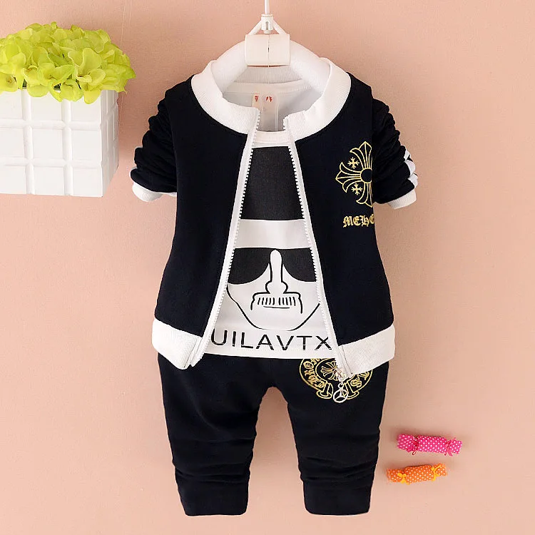 

2016 new children children boy clothes set autumn and winter 3 sets of long-sleeved sports jacket autumn cotton baby boy clothes