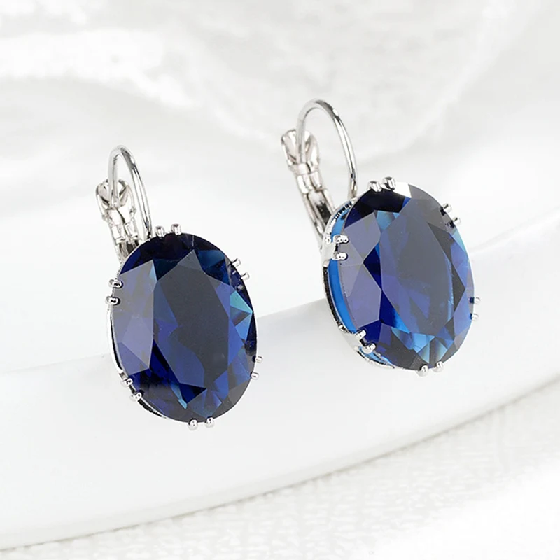 

2019 Ear Earrings Blue Zircon Earring For Women Girls Charm Colorful Buckle Simple Earring Femmal Jewelry Gifts