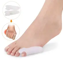 2pcs Toe Separator Small Thumb Foot Care Silicone Soft Valgus Bunion Protector Adjuster Health Pad Cushion Skin Color/White