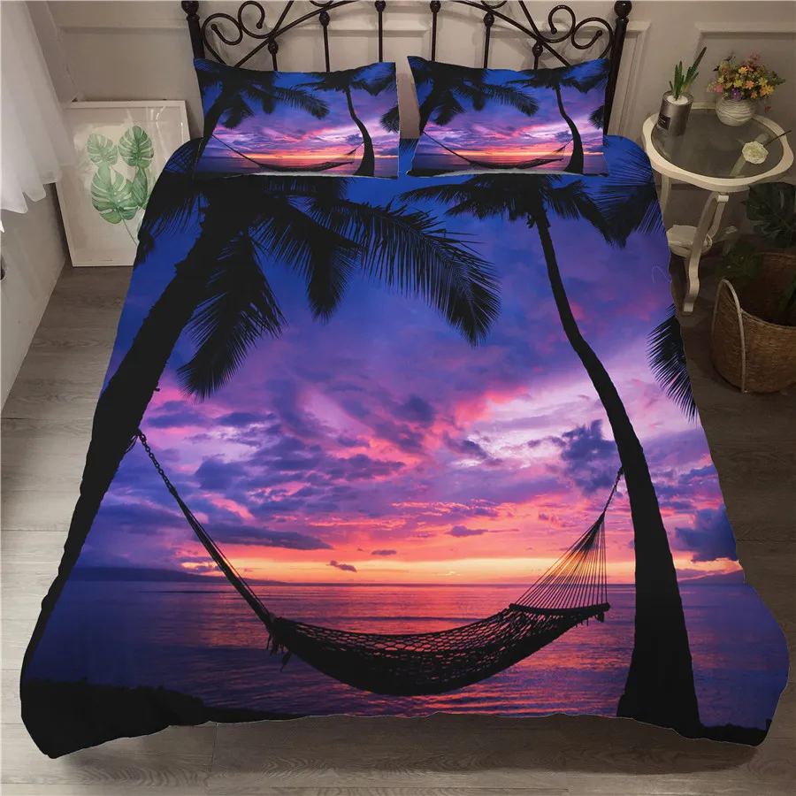 

A Bedding Set 3D Printed Duvet Cover Bed Set Holiday Coconut Tree Home Textiles for Adults Bedclothes with Pillowcase #YS09