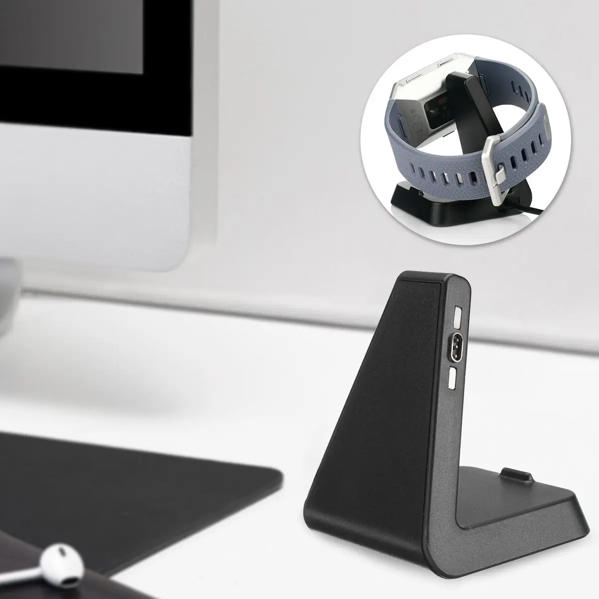 

Smartwatch Charger Stand With USB Cable Power Charging Dock Cradle Charger For Fitbit Ionic Watch Wristband Bracelet