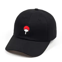 Семья Uchiha хлопок японского аниме Наруто папа шляпа 100% логотип вышивка бейсболки для женщин черная бейсболка хип хоп для мужчин
