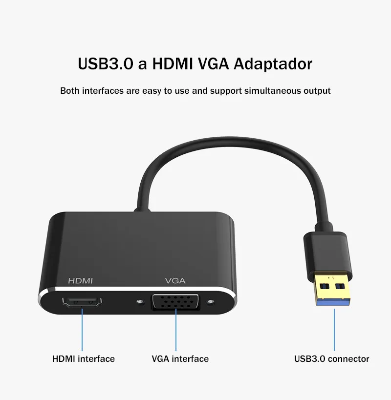 USB 3,0 к HDMI VGA конвертер 1080P видео Графика Кабель-адаптер для Windows 7/8/10 портативных ПК HDTV мониторы проекторов