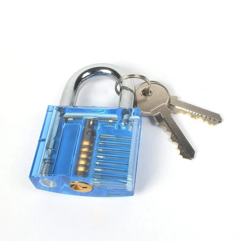 Blue Crystal Professional Visible Cutaway of Padlocks Lock for Locksmith Lock Training Trainer with 2 keys for Beginners 3