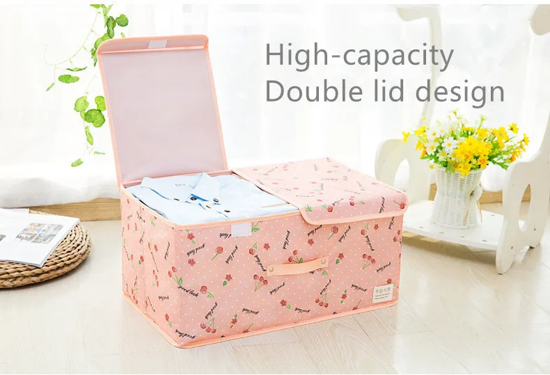 Waterproof Oxford Cloth Storage Box Foldable Double Lid Underwear Bra Socks Container Organizer Sundries Clothes Storage Box