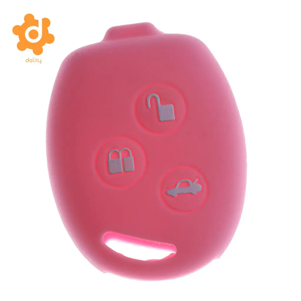 2pcs New Car Key Shell Fob Case Cover Protector for Ford Fiesta Pink+Yellow