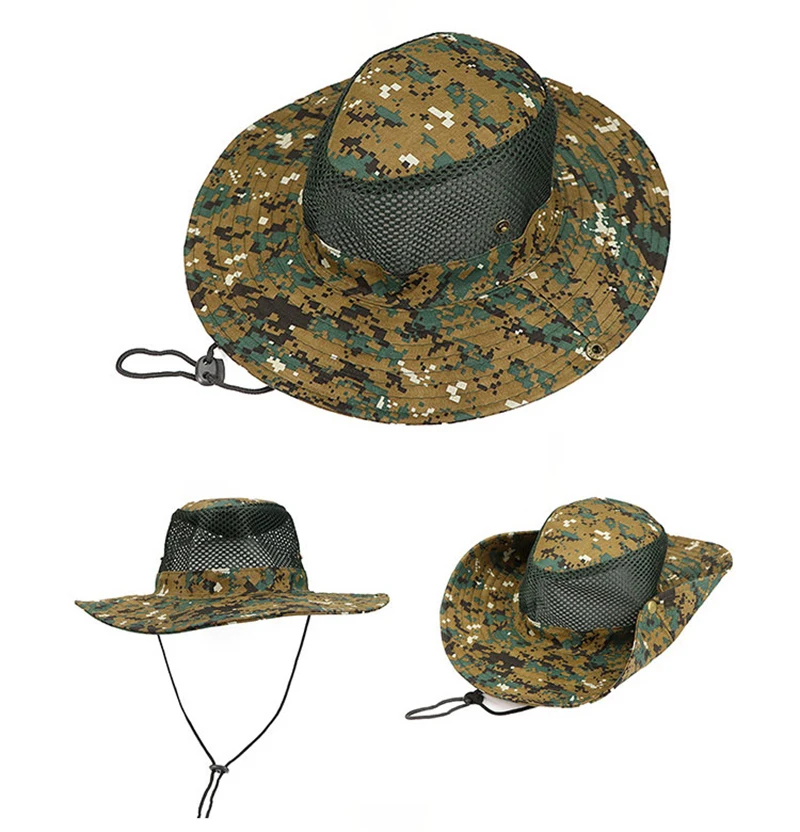 Fishing Camouflage Cap Camo Tactical Hat Sunshade Sea Beach Sun Hats  Outdoor Camping Tools Army Climbing Hiking Sport Panama (23)