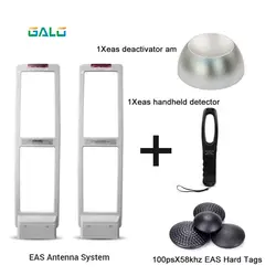 Полный набор EAS торговый центр противоугонные ворота eas сигнализация с деташер и жесткими бирками и ручной тестер частоты набор продажа