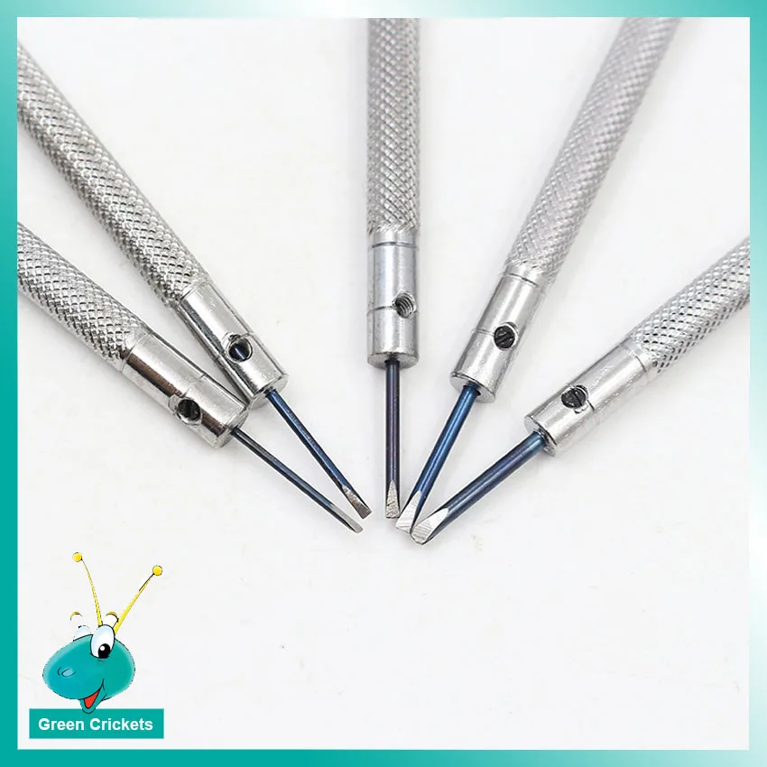 5 개/0.8/1.0/1.2/1.4mm 5 개/몫 시계 및 안경 수리 도구 지방 블레이드 시계 스크루 드라이버 키트 도구 + 예비 헤드